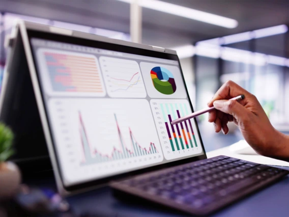 A student works with financial planning software
